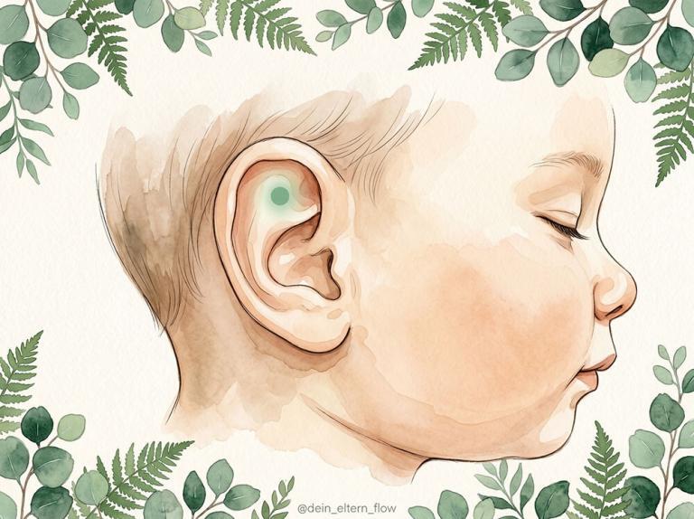 Shen-Men-Punkt in der oberen Ohrmulde des Babys