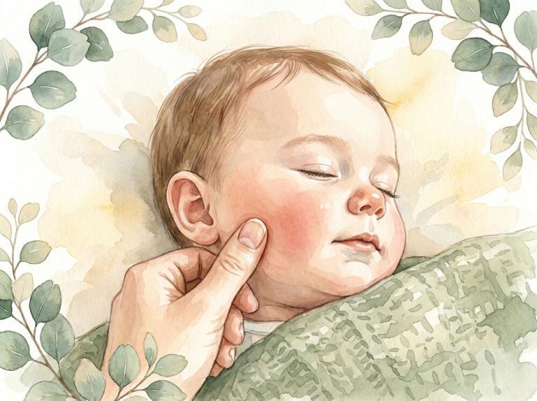 Sanfte Akupressur am Daumenballen beim zahnenden Baby