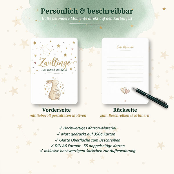 Meilensteinkarten | Zwillinge Schwangerschaft - 55 Karten – Bild 8