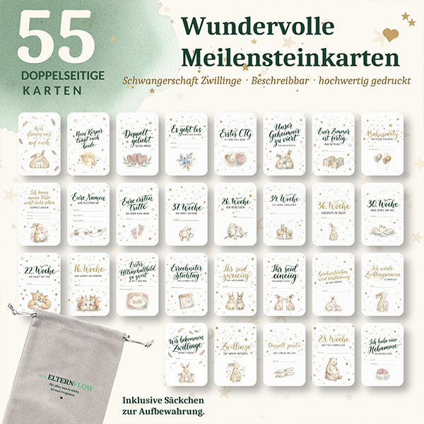 Meilensteinkarten | Zwillinge Schwangerschaft - 55 Karten – Bild 5