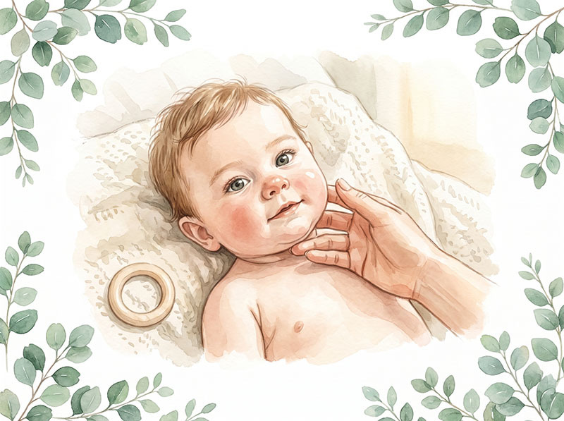 Baby Zahnen Kieferlinie ausstreichen