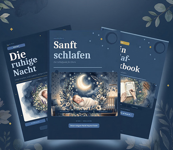 Sanft-Schlafen Guide Bundle in Nachtblau mit Bonusheft Die ruhige Nacht und Schlaf-Workbook, Babyschlaf-Guide mit 7-Minuten-Abendritual