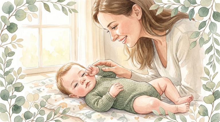 Mutter erkennt die Müdigkeitszeichen ihres Babys und nutzt das richtige Wachfenster