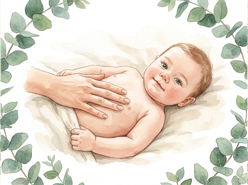 Baby Schluckauf wrme hand auf dem Bauch