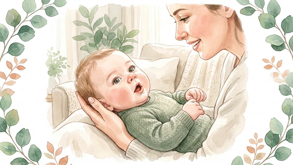 Baby Schluckauf entspannt auf dem Arm