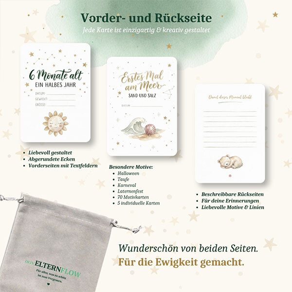 Meilensteinkarten Babyjahr: Vorderseite mit Motiv