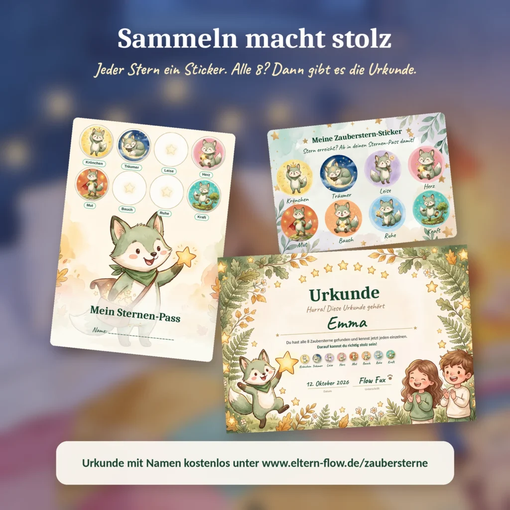 Sternen-Pass mit Stickern, Stickerbogen und Urkunde